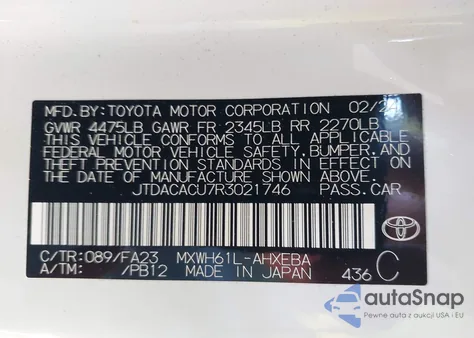 2024 Toyota Prius Prime Se z USA, uszkodzony, nr VIN JTDACACU7R3021746